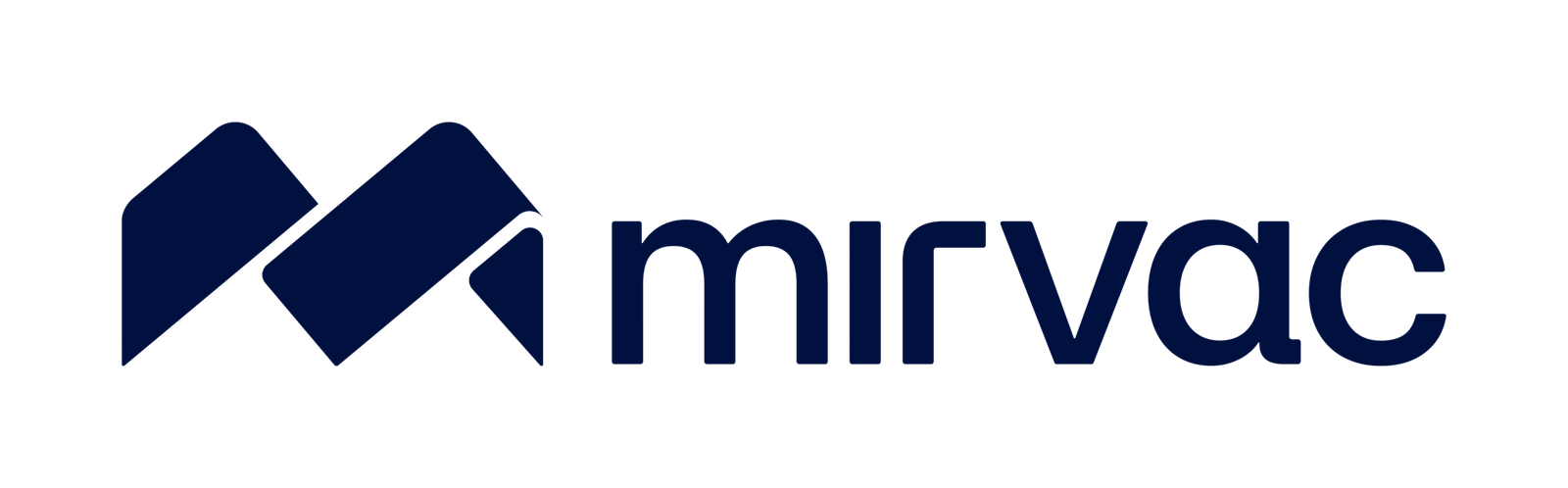 Logo with two navy mountain shapes on the left and the word 'mrvac' in bold navy letters to the right.
